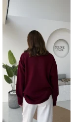 İsabella V Yaka Kazak - Bordo