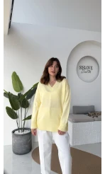 İsabella V Yaka Kazak - Sarı