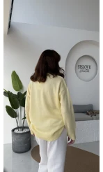 İsabella V Yaka Kazak - Sarı