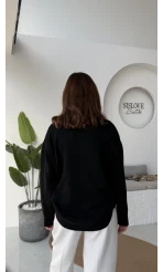 İsabella V Yaka Kazak - Siyah