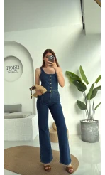 İspanyol Kemerli Denim Tulum