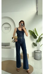 İspanyol Kemerli Denim Tulum