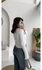 İspanyol Kol Detay Triko Hırka - Ekru - Kod: 4964