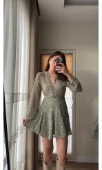 İspanyol Serisi Yeşil Tül Elbise