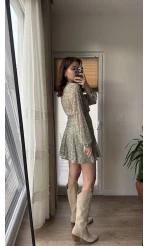 İspanyol Serisi Yeşil Tül Elbise