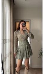 İspanyol Serisi Yeşil Tül Elbise