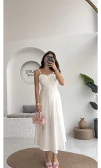 İvy Askılı Elbise - Beyaz - 2317