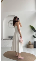 İvy Askılı Elbise - Beyaz - 2317