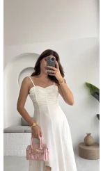 İvy Askılı Elbise - Beyaz - 2317