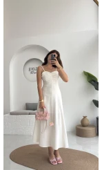 İvy Askılı Elbise - Beyaz - 2317