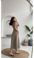 İvy Askılı Elbise - Haki - 2317