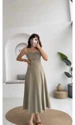İvy Askılı Elbise - Haki - 2317