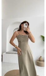 İvy Askılı Elbise - Haki - 2317
