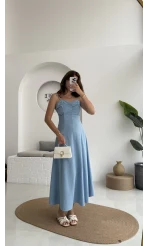 İvy Askılı Elbise - Mavi - 2317
