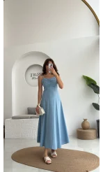 İvy Askılı Elbise - Mavi - 2317