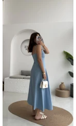 İvy Askılı Elbise - Mavi - 2317