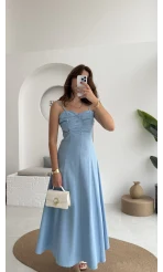 İvy Askılı Elbise - Mavi - 2317
