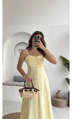 İvy Askılı Elbise - Sarı - 2317