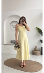 İvy Askılı Elbise - Sarı - 2317