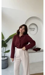 Jade Gömlek - Bordo - Kod: 2140