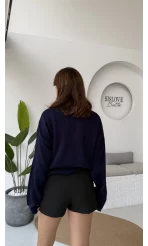 Janet Polo Yaka Baklava Desenli Kazak - Lacivert