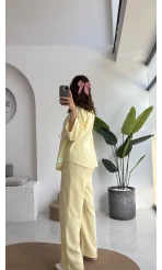 Jasmine Çiçek ve Taş Detay Takım - Sarı