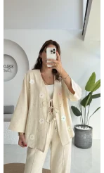 Jasmine Çiçek ve Taş Detay Takım - Taş