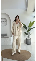 Jasmine Çiçek ve Taş Detay Takım - Taş