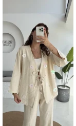 Jasmine Çiçek ve Taş Detay Takım - Taş