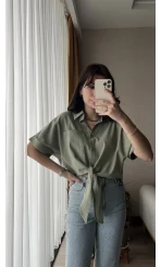 Jennefer Haki Bağlamalı Gömlek