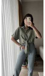 Jennefer Haki Bağlamalı Gömlek