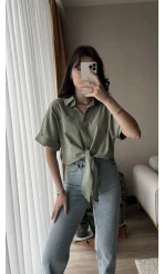 Jennefer Haki Bağlamalı Gömlek