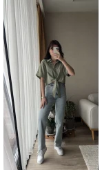 Jennefer Haki Bağlamalı Gömlek