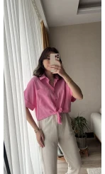 Jennefer Pembe Bağlamalı Gömlek