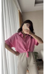 Jennefer Pembe Bağlamalı Gömlek