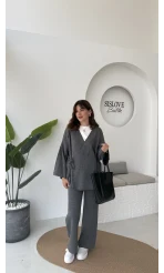 Jenny Bağlamalı Triko Takım - Antrasit - Kod: 7206