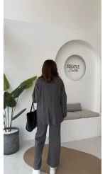 Jenny Bağlamalı Triko Takım - Antrasit - Kod: 7206