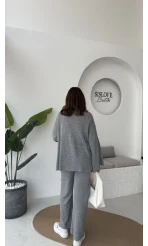 Jenny Bağlamalı Triko Takım - Gri - Kod: 7206