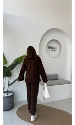 Jenny Bağlamalı Triko Takım - Kahve - Kod: 7206