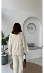 Jenny Bağlamalı Triko Takım - Krem - Kod: 7206