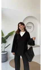 Jenny Bağlamalı Triko Takım - Siyah - Kod: 7206