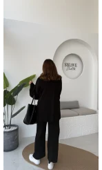 Jenny Bağlamalı Triko Takım - Siyah - Kod: 7206