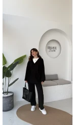 Jenny Bağlamalı Triko Takım - Siyah - Kod: 7206