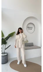 Jenny Bağlamalı Triko Takım - Taş - Kod: 7206