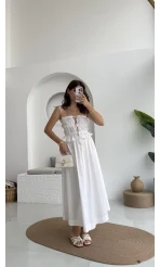 Jessica Gipe Detay Bluz Etek Takım - Beyaz - 2025159