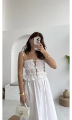 Jessica Gipe Detay Bluz Etek Takım - Beyaz - 2025159
