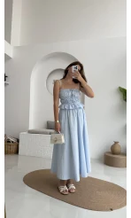 Jessica Gipe Detay Bluz Etek Takım - Mavi - 2025159
