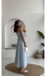 Jessica Gipe Detay Bluz Etek Takım - Mavi - 2025159