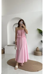 Jessica Gipe Detay Bluz Etek Takım - Pembe - 2025159