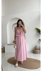 Jessica Gipe Detay Bluz Etek Takım - Pembe - 2025159